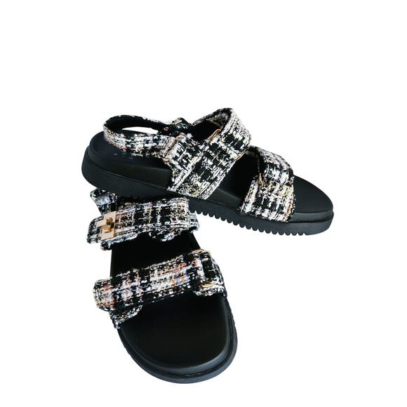 A New Day Black Tweed Sling Back Sandals 6.5 Black - Picture 6 of 10